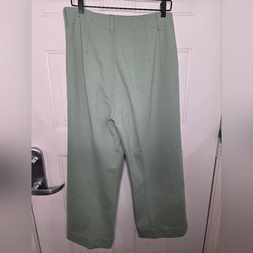 Jones New York Lime Green Patch Pocket‎ Wide Leg Cropped Womens Pants Size 14